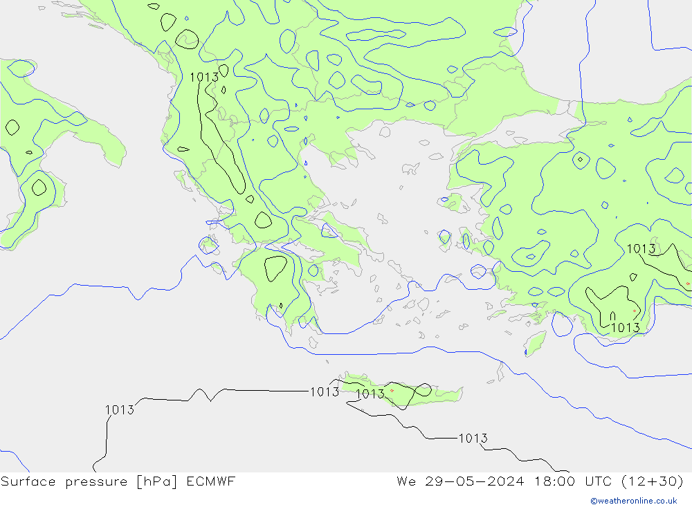 Yer basıncı ECMWF Çar 29.05.2024 18 UTC