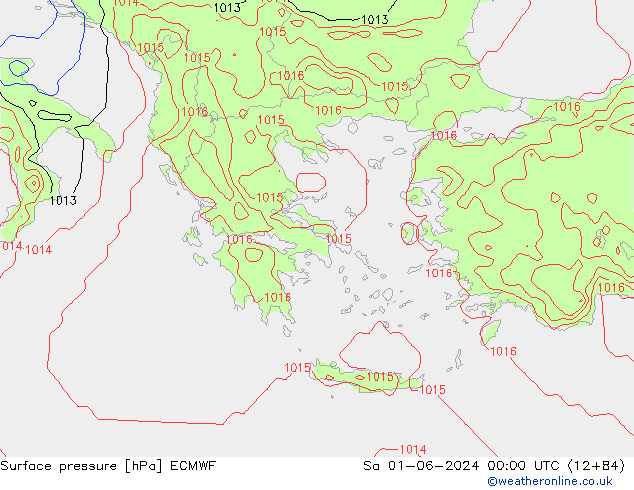 Surface pressure ECMWF Sa 01.06.2024 00 UTC