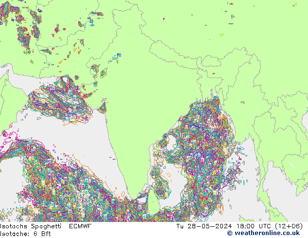 Isotachs Spaghetti ECMWF Tu 28.05.2024 18 UTC