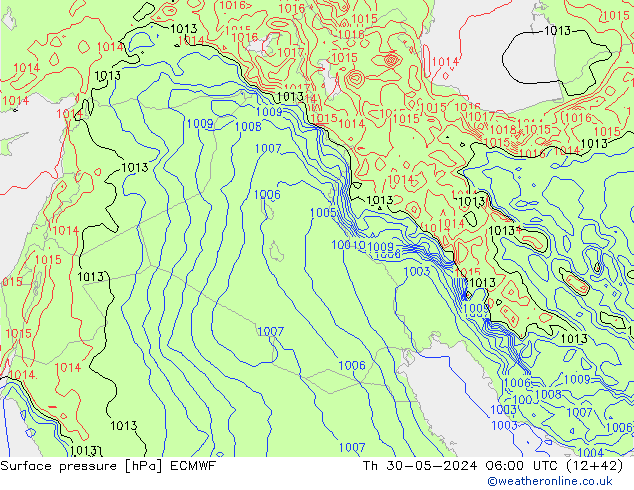 Presión superficial ECMWF jue 30.05.2024 06 UTC