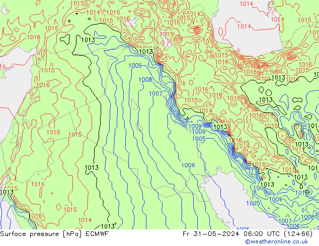 Surface pressure ECMWF Fr 31.05.2024 06 UTC