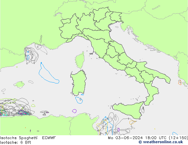 Isotachs Spaghetti ECMWF Mo 03.06.2024 18 UTC