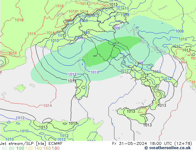 Corrente a getto ECMWF ven 31.05.2024 18 UTC