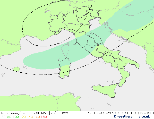 Jet stream ECMWF Dom 02.06.2024 00 UTC