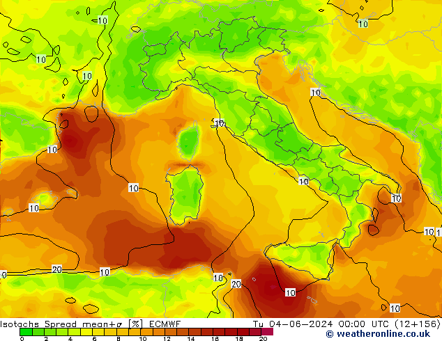 Isotachs Spread ECMWF  04.06.2024 00 UTC