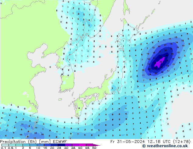 Nied. akkumuliert (6Std) ECMWF Fr 31.05.2024 18 UTC