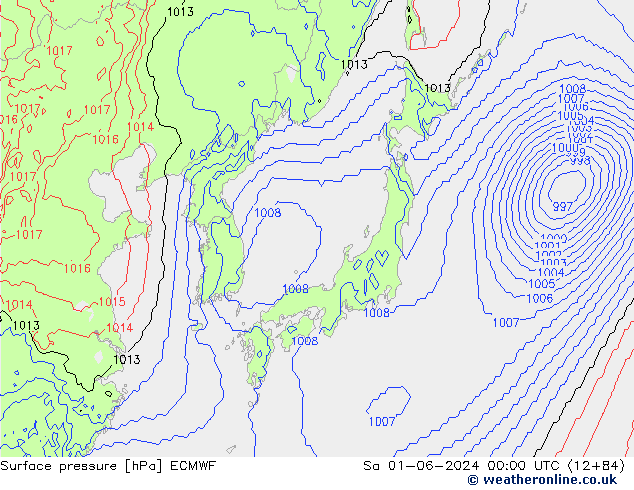 Pressione al suolo ECMWF sab 01.06.2024 00 UTC