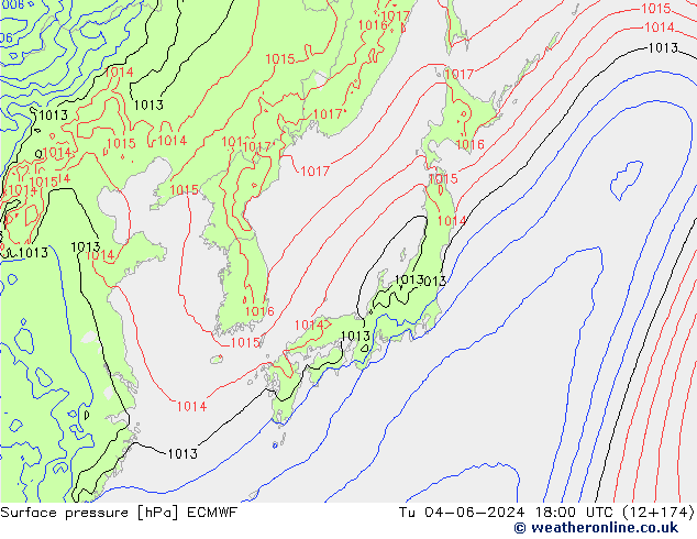 ciśnienie ECMWF wto. 04.06.2024 18 UTC