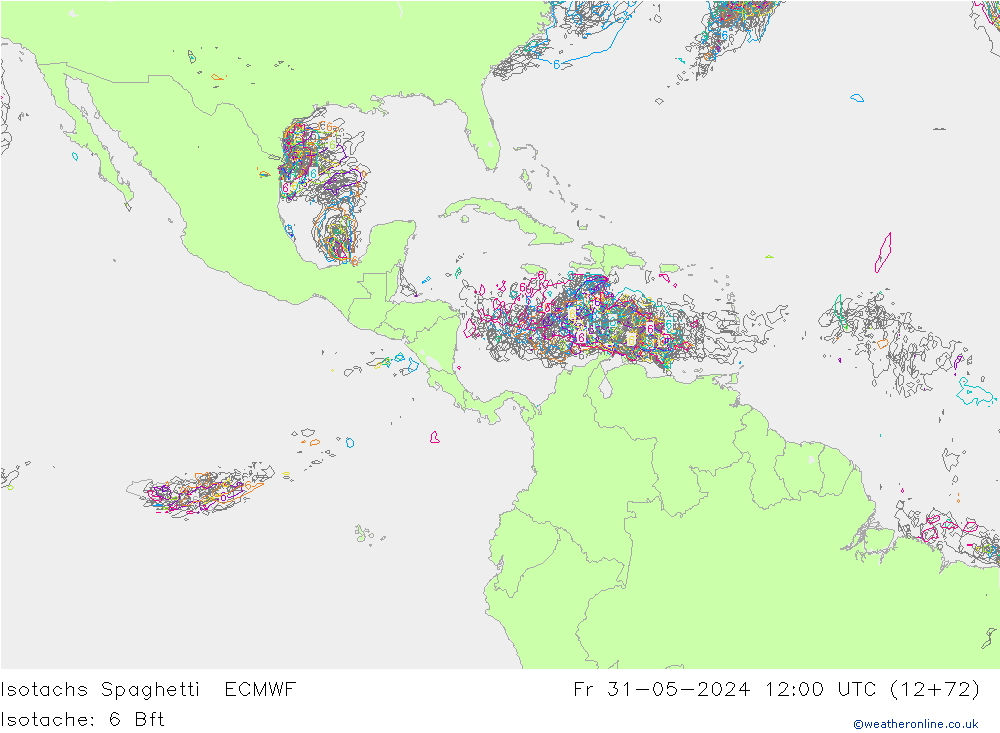 Eşrüzgar Hızları Spaghetti ECMWF Cu 31.05.2024 12 UTC