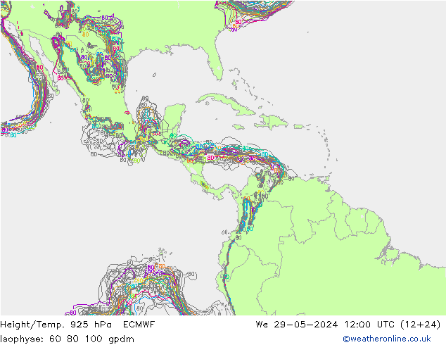 Yükseklik/Sıc. 925 hPa ECMWF Çar 29.05.2024 12 UTC