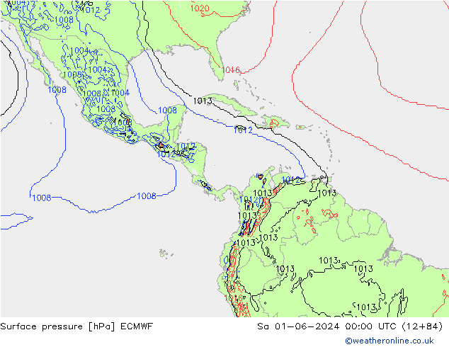 Presión superficial ECMWF sáb 01.06.2024 00 UTC