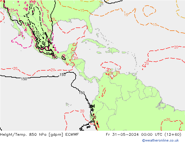 Height/Temp. 850 hPa ECMWF Fr 31.05.2024 00 UTC