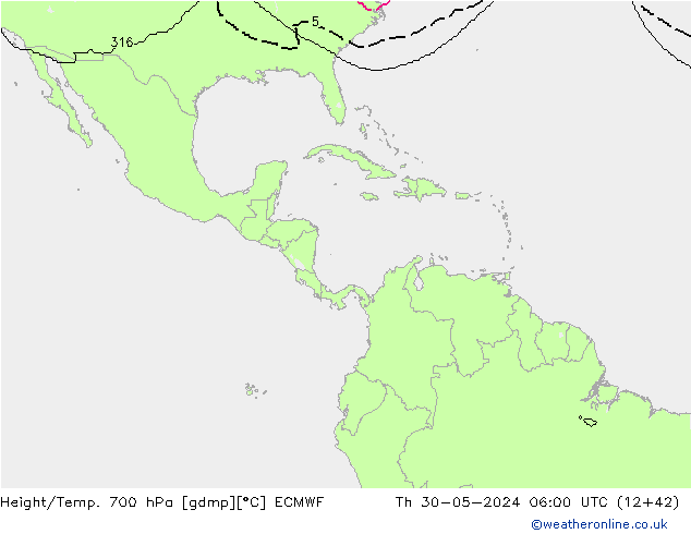 Height/Temp. 700 hPa ECMWF Do 30.05.2024 06 UTC