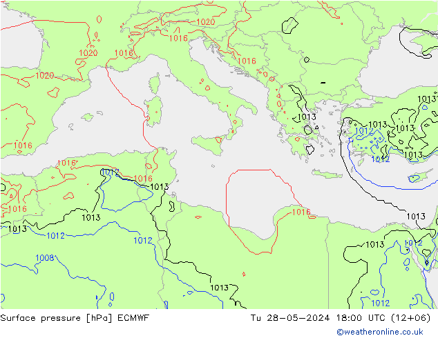 Surface pressure ECMWF Tu 28.05.2024 18 UTC