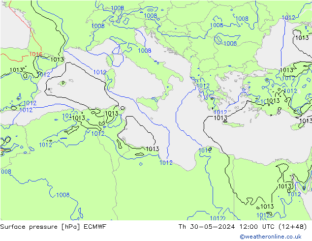 Surface pressure ECMWF Th 30.05.2024 12 UTC