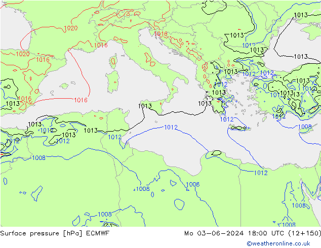 Luchtdruk (Grond) ECMWF ma 03.06.2024 18 UTC