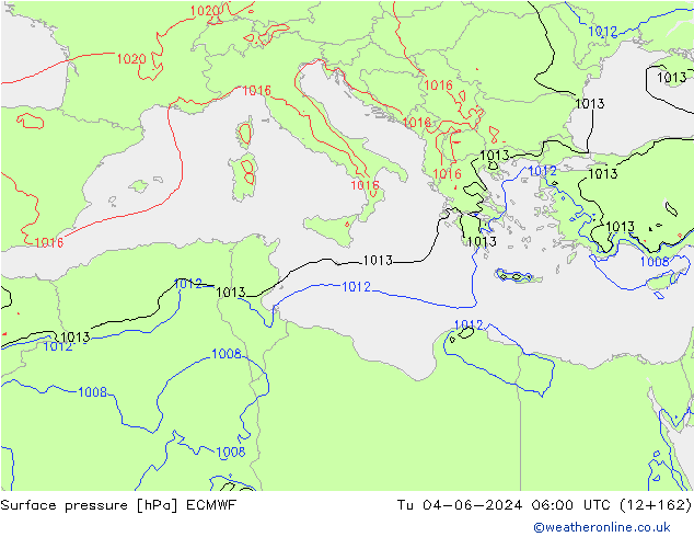 Surface pressure ECMWF Tu 04.06.2024 06 UTC