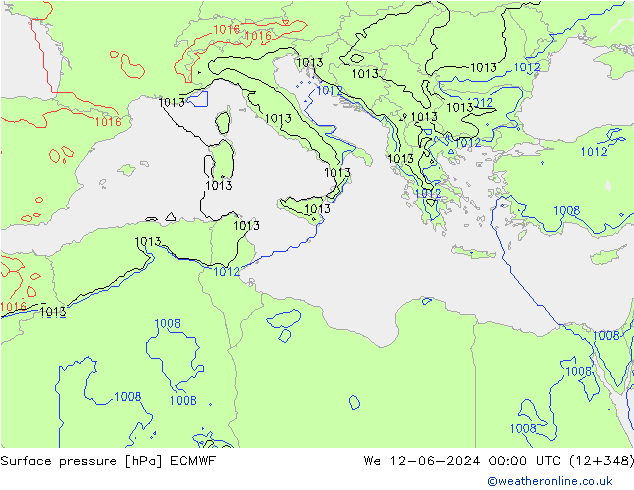 Surface pressure ECMWF We 12.06.2024 00 UTC