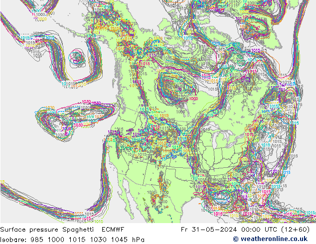 pression de l'air Spaghetti ECMWF ven 31.05.2024 00 UTC