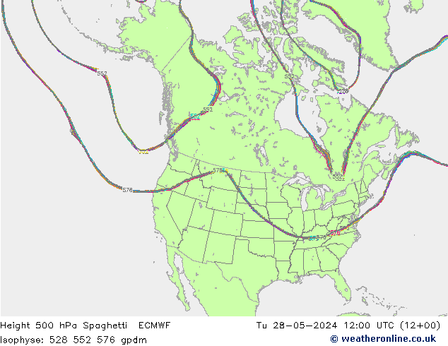 Géop. 500 hPa Spaghetti ECMWF mar 28.05.2024 12 UTC