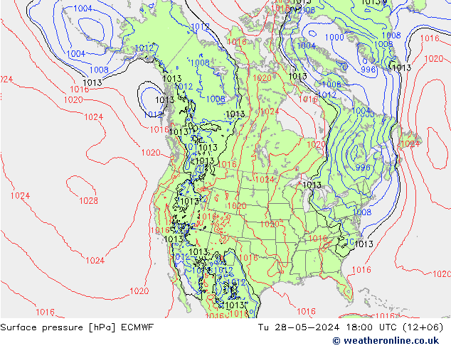 Bodendruck ECMWF Di 28.05.2024 18 UTC