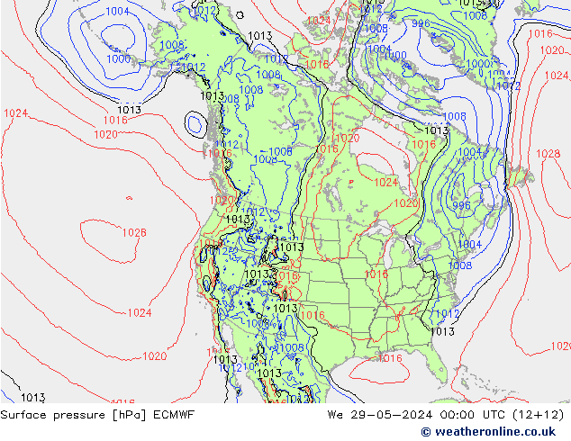 地面气压 ECMWF 星期三 29.05.2024 00 UTC