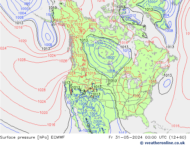 Luchtdruk (Grond) ECMWF vr 31.05.2024 00 UTC