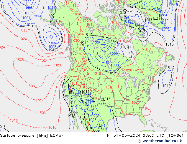 Pressione al suolo ECMWF ven 31.05.2024 06 UTC