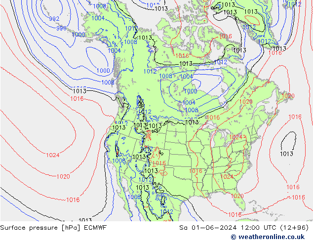 Surface pressure ECMWF Sa 01.06.2024 12 UTC