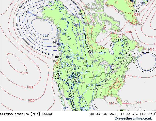 приземное давление ECMWF пн 03.06.2024 18 UTC