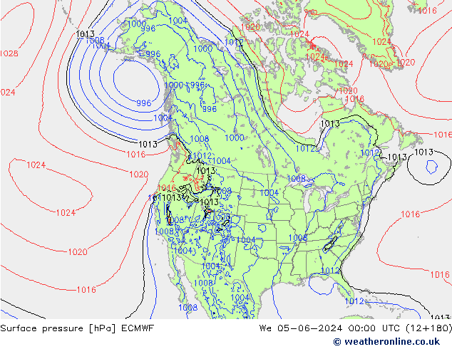 Pressione al suolo ECMWF mer 05.06.2024 00 UTC