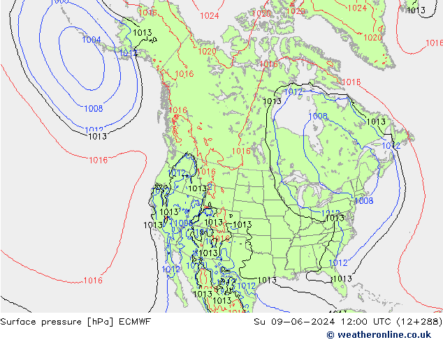 Yer basıncı ECMWF Paz 09.06.2024 12 UTC