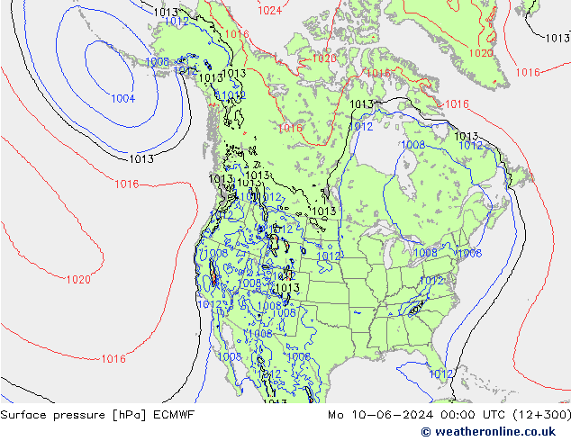 Pressione al suolo ECMWF lun 10.06.2024 00 UTC