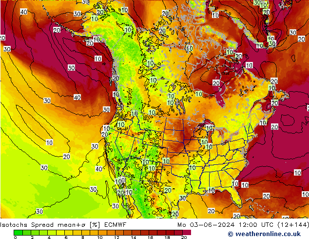 Isotachs Spread ECMWF lun 03.06.2024 12 UTC