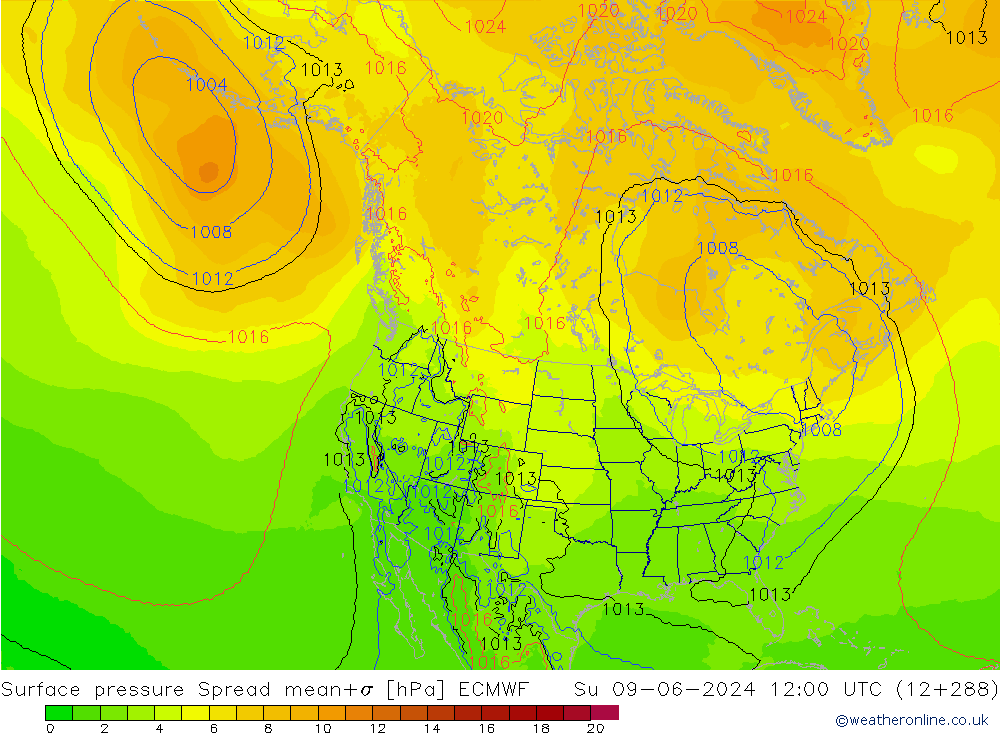 ciśnienie Spread ECMWF nie. 09.06.2024 12 UTC