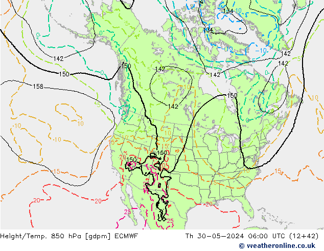 Yükseklik/Sıc. 850 hPa ECMWF Per 30.05.2024 06 UTC