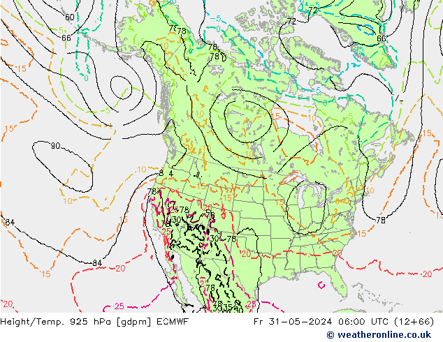 Yükseklik/Sıc. 925 hPa ECMWF Cu 31.05.2024 06 UTC