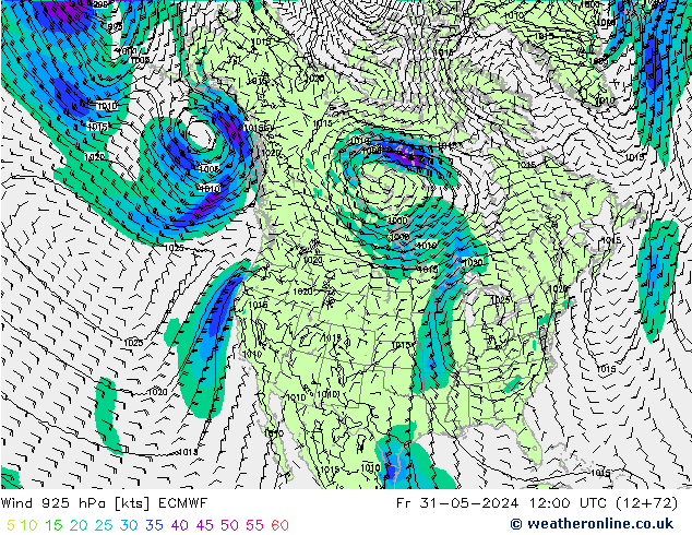 Wind 925 hPa ECMWF Fr 31.05.2024 12 UTC