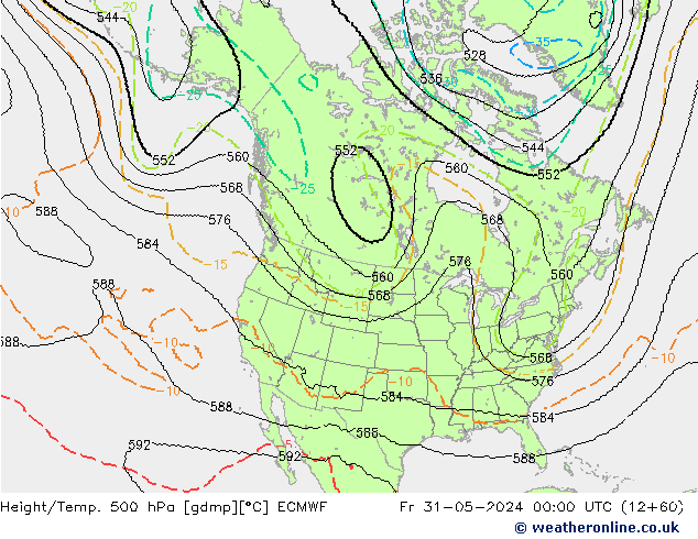 Height/Temp. 500 hPa ECMWF ven 31.05.2024 00 UTC