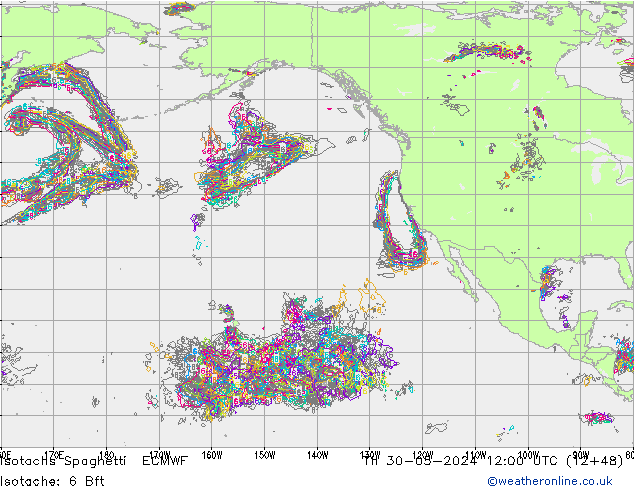 Isotachs Spaghetti ECMWF Čt 30.05.2024 12 UTC