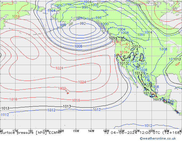 Atmosférický tlak ECMWF Út 04.06.2024 12 UTC