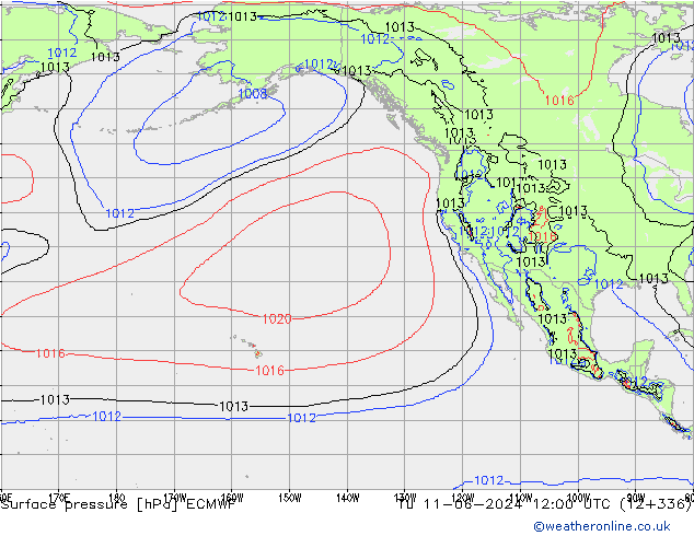 Surface pressure ECMWF Tu 11.06.2024 12 UTC