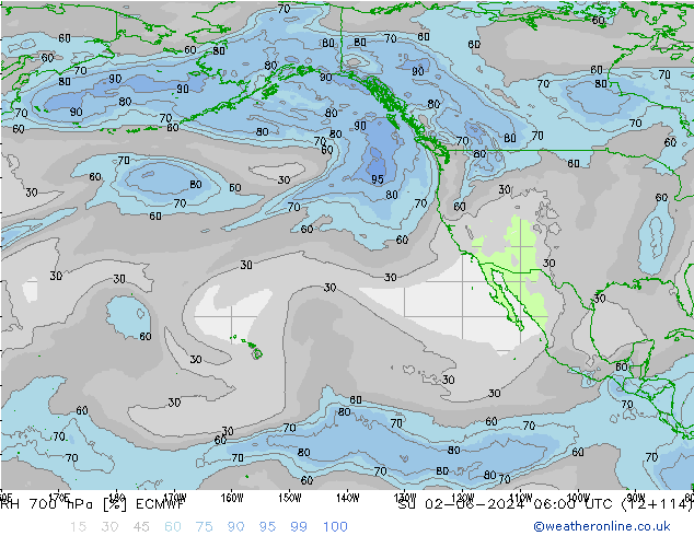 RH 700 hPa ECMWF Ne 02.06.2024 06 UTC