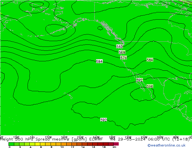 Hoogte 500 hPa Spread ECMWF wo 29.05.2024 06 UTC