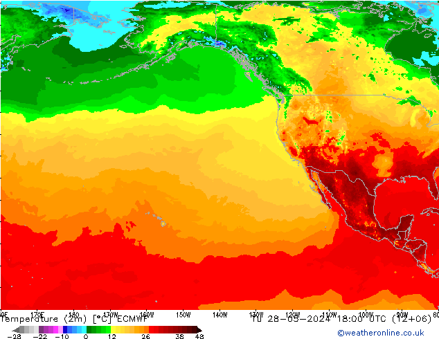 Temperature (2m) ECMWF Tu 28.05.2024 18 UTC