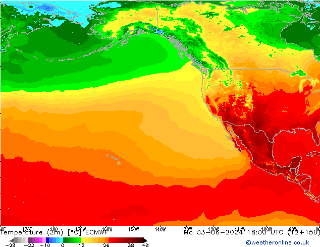Temperatura (2m) ECMWF Seg 03.06.2024 18 UTC