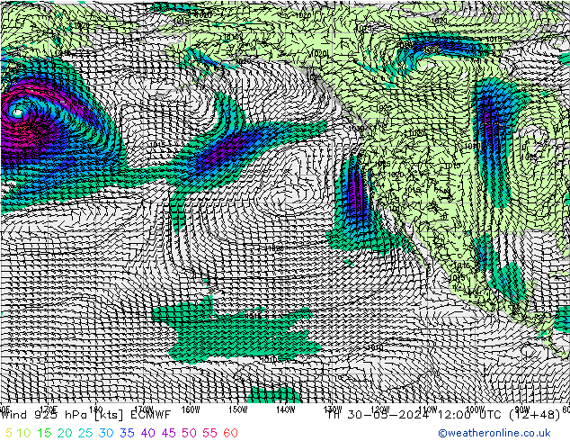 Wind 925 hPa ECMWF Čt 30.05.2024 12 UTC