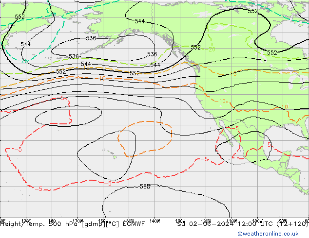 Height/Temp. 500 hPa ECMWF nie. 02.06.2024 12 UTC