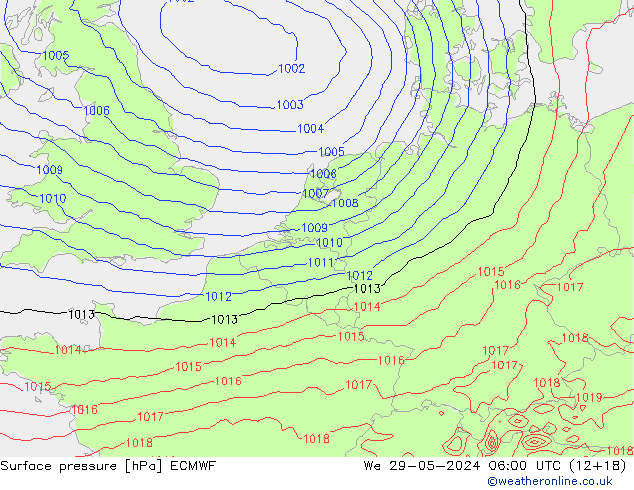 pression de l'air ECMWF mer 29.05.2024 06 UTC