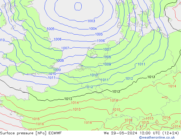 Pressione al suolo ECMWF mer 29.05.2024 12 UTC